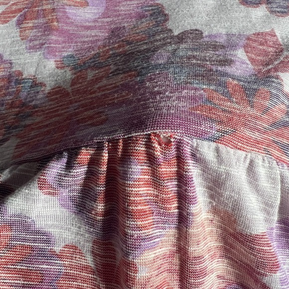 LOGO by Lori Goldstein Tunic Top Women 3X Purple Floral Printed Slub Knit Peplum - Picture 7 of 13